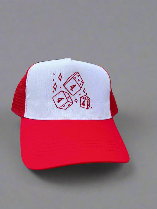 444 trucker hat (red/white)